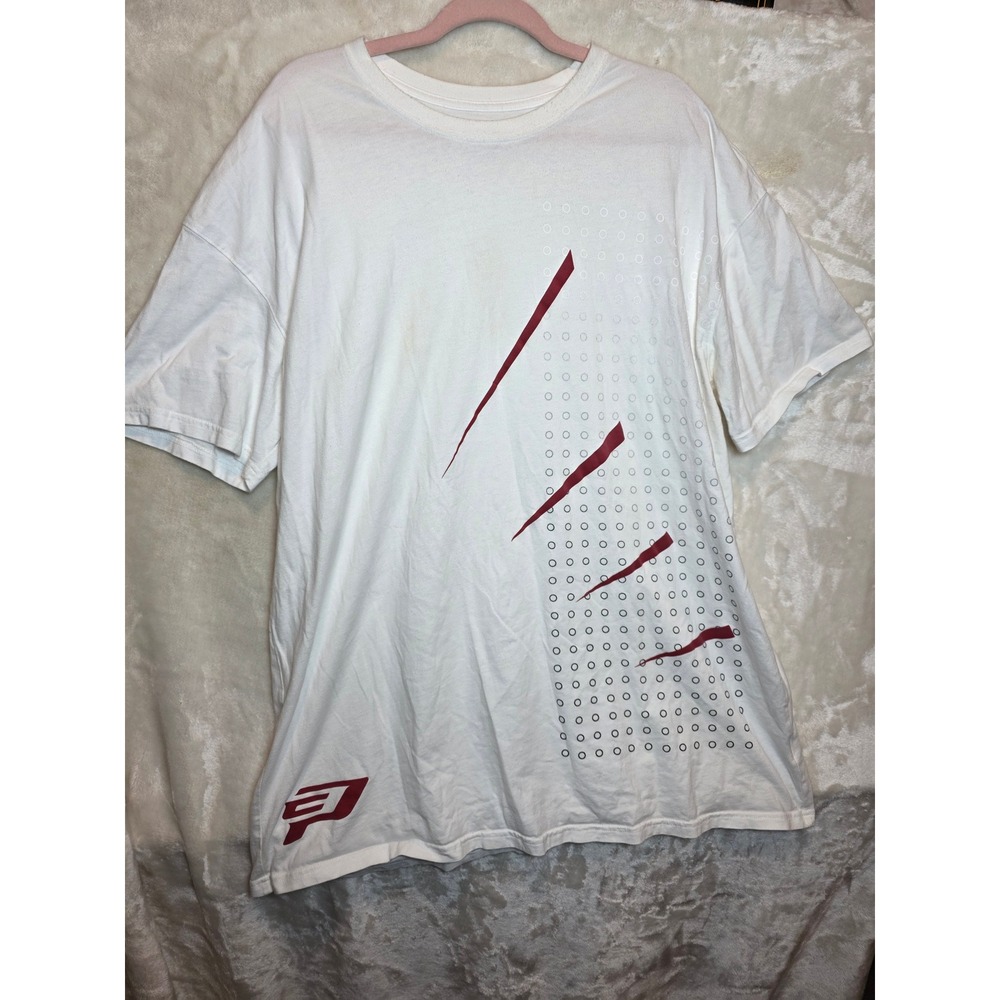 Jordan Chris Paul CP3 Mens White Red Graphic T-Shirt Short Sleeve Cotton XL‎